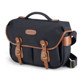 Billingham Borsa Hadley Pro Tela Nero/Bordi Cuoio marrone chiaro + finiture ottone