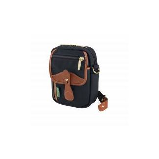 Billingham Compact Stowaway Pouch Black Canvas/Tan Leather Trim + Brass Hardware