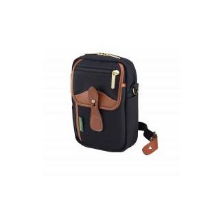 Billingham Airline Stowaway Bag Black Canvas/Tan Leather Trim + Brass Hardware