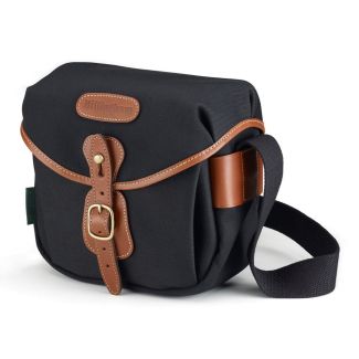 Billingham Hadley Digital Bag Black Canvas/Light Brown Leather Trim + Brass Hardware