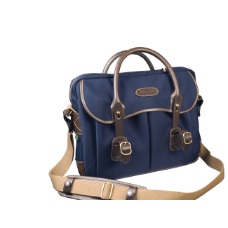 Billingham Thomas Briefcase Canvas Navy Blue/Chocolate Leather Edges