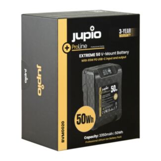 Jupio Battery ProLine Extreme 50 V-Mount 3350 mAh (50Wh) LCD Display, USB-C PD 65W in/output, D-Tap in/output and USB-A output
