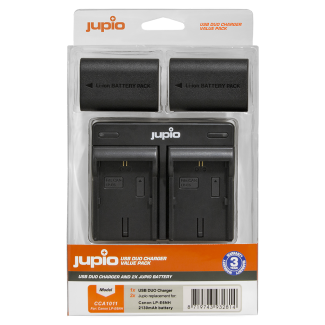 Jupio Value Pack: 2x Canon LP-E6NH 2130mAh Battery + Dual USB Charger