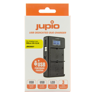 Jupio Dual USB Battery Charger - LCD for Nikon EN-EL14(A)