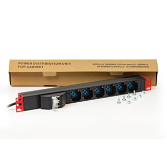 Link LK10050LR multipresa alimentazione per rack 19" con 6 prese universali tripolari/schuko magnetotermica con staffe colore rosso