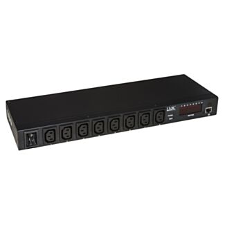 Link LK10063 multipresa19" 8 porte IEC c13 femmina controllo tramite IP con display per volt e ampere e sensori ambientali temperatura e umidita'