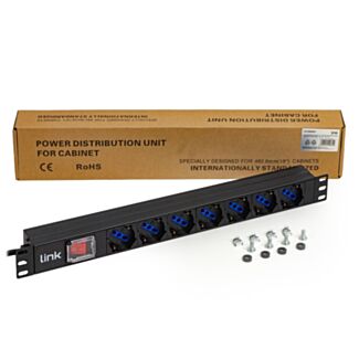 Link LK1008405 multipresa da rack 19" 7 prese universali con interruttore spina italiana 16a cavo 5 m