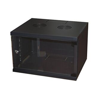 Link LK1907UN rack cabinet 19" 6U wall-mount for networks (H)350 X (W)540 X (D) 450 mm glass door, black