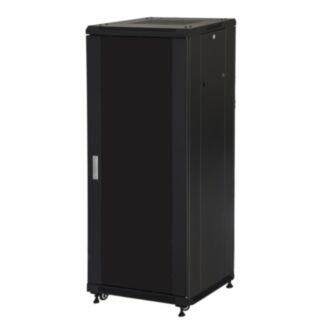 Link LK1927U66NFP rack cabinet 19" 27U (H)1388 (W)600 (D)600 glass door flat-pack, black