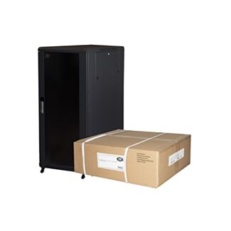 Link LK1927U68NFP rack cabinet 19" for networks 27U (H)1388 (W)600 (D)800 glass door flat-pack, black