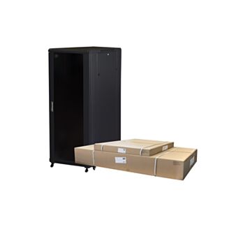 Link LK1932U68NFP rack cabinet 19" for networks 32U (H)1610, (W)600, (D)800 glass door flat-pack, black