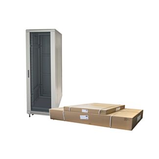 Link LK1942U66GFP rack cabinet 19" 42U (H)2055, (W)600, (D)600 flat-pack glass door, grey
