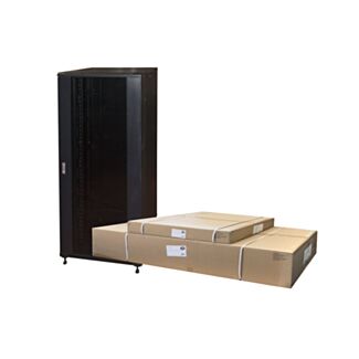 Link LK1942U88NFP armadio rack 19" 42U (A)2055, (L)800, (P)800 colore nero porta vetro disassemblato con guidacavi laterale