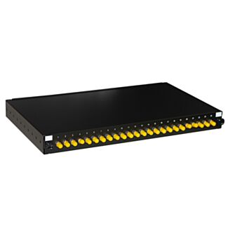 Link LK24ST4P pannello fibra ottica 19" con 24 adattatori ST simplex OM4 profondita' 250 mm con pigtail installati colore nero