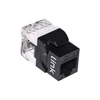 Link LK6UB outlet network keystone jacks RJ45 category 6 UTP 180° gold-plated contacts 50 micron, black