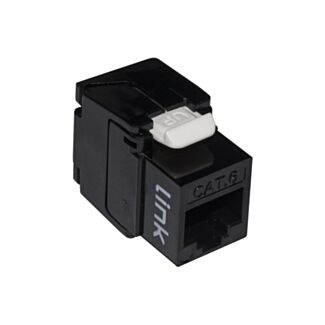 Link LK6UTB outlet network keystone jacks RJ45 category 6 UTP toolless 180° gold-plated contacts 50 micron, black