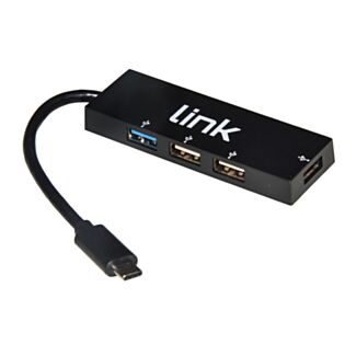 Link LKCCH03 HUB 4 ports with 1 door USB 3.0 and 3 ports USB 2.0 with connector USB-C