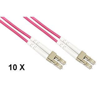 Link LKLCLC4505E pack of 10 fibre optic patch cables LC-LC, multimode, duplex, OM4, 50/125, 2 mm jacket, 5 m