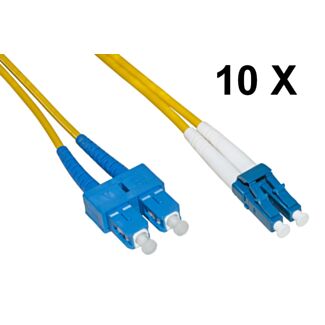 Link LKLCSC905E pack of 10 fibre optic patch cables LC-SC, single-mode, duplex, OS2, 9/125, 2 mm jacket, 5 m