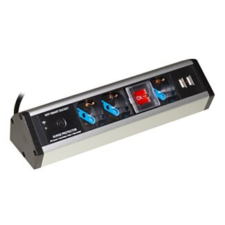 Link LKMP02W power strip wireless, 3 ports ITA/Schuko and 2 ports USB storage for aluminium. cable 1.8 m. with plug 16A three-pin Italian, with switch