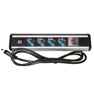 Link LKMPT04 power strip desk 4 universal outlets with 2 ports USB and switch with cover of protection cable 1.80 m three-pin plug Italian 16A