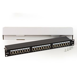 Link LKP624S pannello patch per reti con 24 porte RJ45 cat 6 schermato 19" colore nero