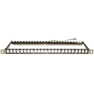 Link LKPV24SB pannello patch vuoto in metallo con barra supporto posteriore 1/2 unità per connettori schermati con presa a terra viti incluse