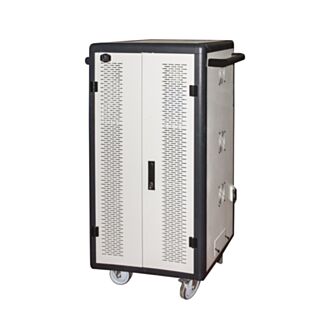 Link LKSCA45 storage cabinet for 45 tablets with wheels power strips included fans of cooling door steel perforated black, grey