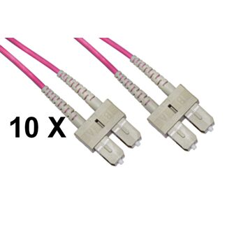 Link LKSCSC4505E pack of 10 fibre optic patch cables SC-SC, multimode, duplex, OM4, 50/125, 2 mm jacket, 5 m