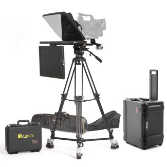 Ikan International PT4500S-TM-TRIPOD-TK 15" SDI Teleprompter, Tripod & Dolly Turnkey w/ Talent Monitor & Travel Case