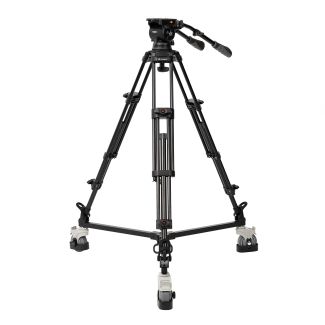 Ikan International EI-7080-AAD 2-Stage Aluminum 100mm Fluid Head Tripod & Dolly Kit, 26.4 lbs Payload, w/ Adjustable Counterbalance (E-IMAGE)