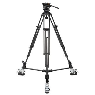 Ikan International EG05A2D 2-Stage Aluminum Fluid Head Tripod Kit w/ Dolly, 15.4 lbs Payload, Adjustable Counterbalance (E-Image)