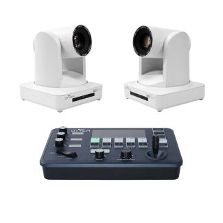 Ikan International OTTICA-WH-2PTZ-1C-V2 OTTICA Bundle w/ 2 NDI|HX PTZ Cameras (White), 1 IP Controller