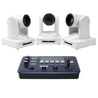 Ikan International OTTICA30W-3PTZ-1C-V2 OTTICA Bundle w/ 3 NDI|HX 30x PTZ Cameras, 1 IP Controller (White)