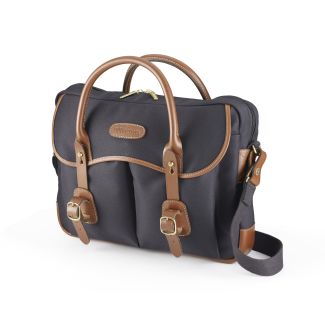 Billingham Borsa Thomas Brief case FibreNyte Nero/Bordi Cuoio marrone chiaro