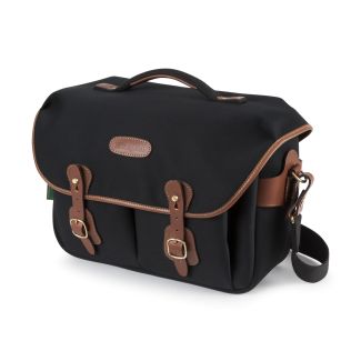Billingham Hadley One Bag Black Canvas/Light Brown Leather Trim + Brass Hardware