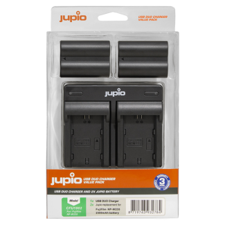 Jupio Value Pack: 2x NP-W235 Battery + USB Dual Charger