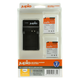 Jupio Value Pack: 2x EN-EL12 Battery + Single USB Charger