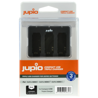 Jupio Compact USB Triple Charger for GoPro Hero 3/3+/4 Batteries