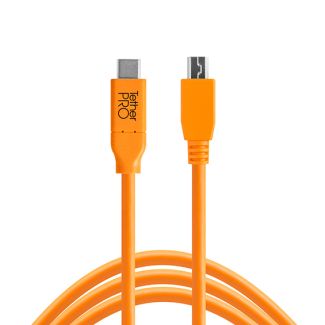 Tether Tools TetherPro USB-C to 2.0 Mini-B 8-Pin Cable 4.6m Orange