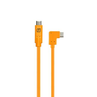 Tether Tools TetherPro USB-C to USB-C Cable (Right Angle/Right Angle 'Pigtail') 50cm High Visibility Orange