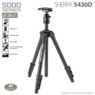 Velbon SHERPA 5430D Treppiede in alluminio + testa QHD-53D