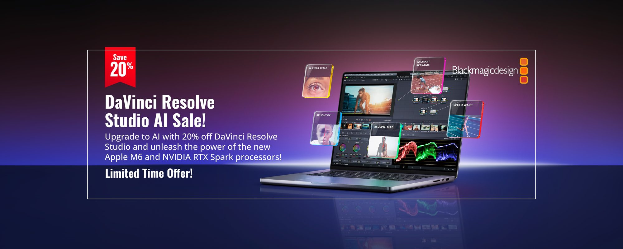 DaVinci Resolve Studio with AI on promotion: 20% off until 20 November